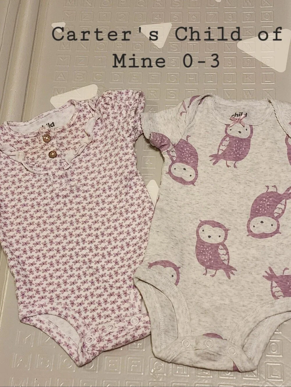 Carter's Child of Mine Baby Girls 0-3M Purple Owl & Floral Bodysuits